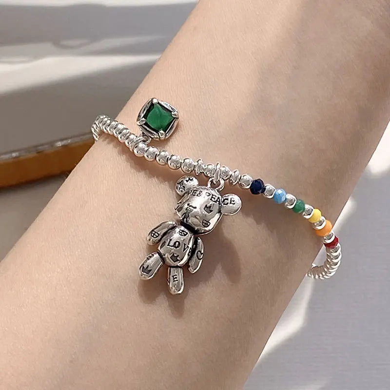 Collection -Silver Bear Pendant Necklace & Bracelet