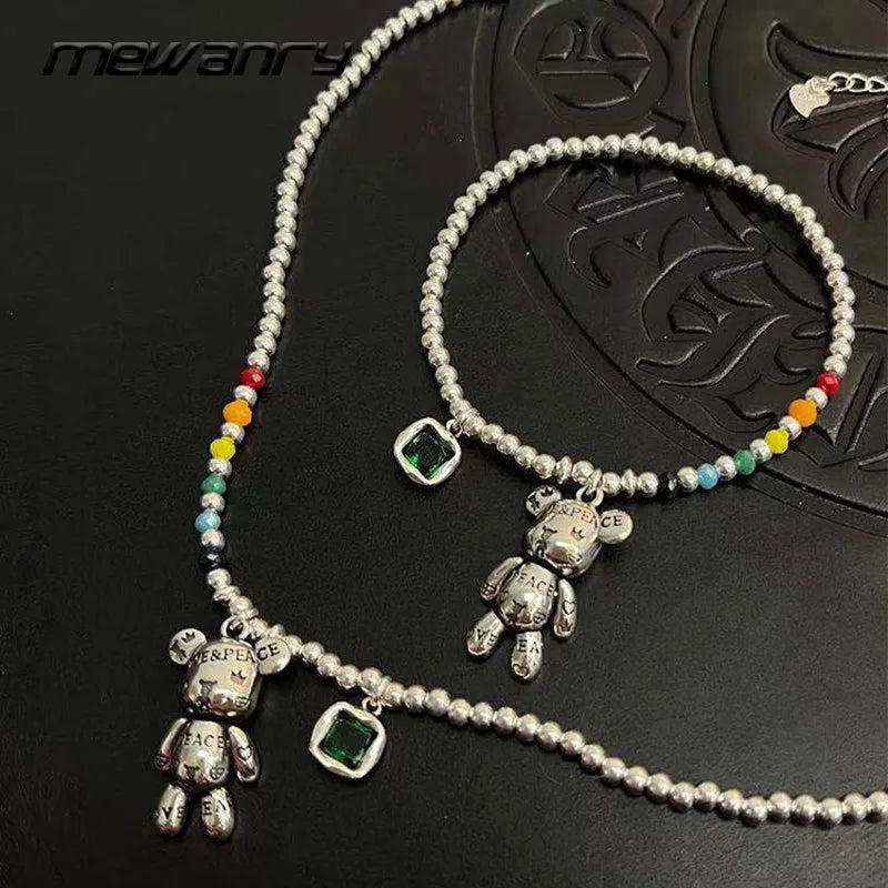 Collection -Silver Bear Pendant Necklace & Bracelet