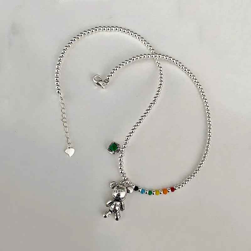 Collection -Silver Bear Pendant Necklace & Bracelet