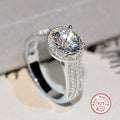 925 Sterling Silver Pavé Halo Zircon Ring