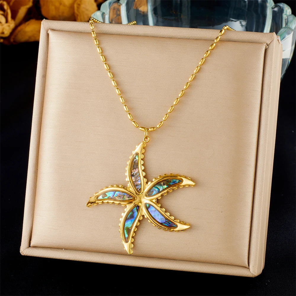 Stainless Steel Starfish Pendant Necklace