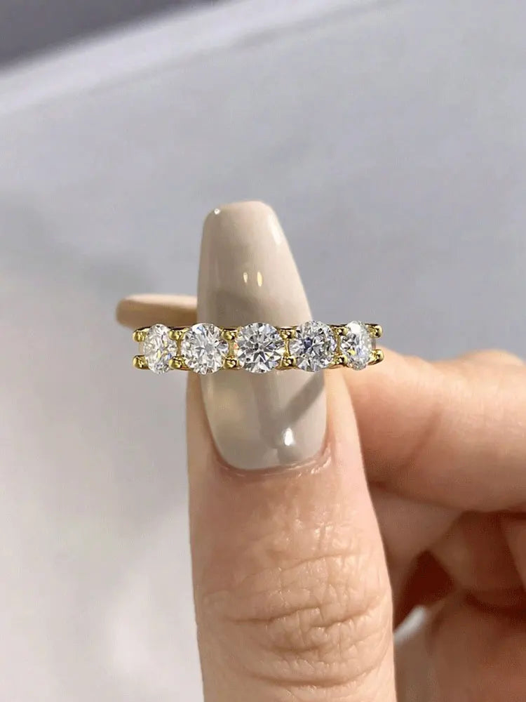 925 Sterling Silver Zircon Multi-Stone Band Ring
