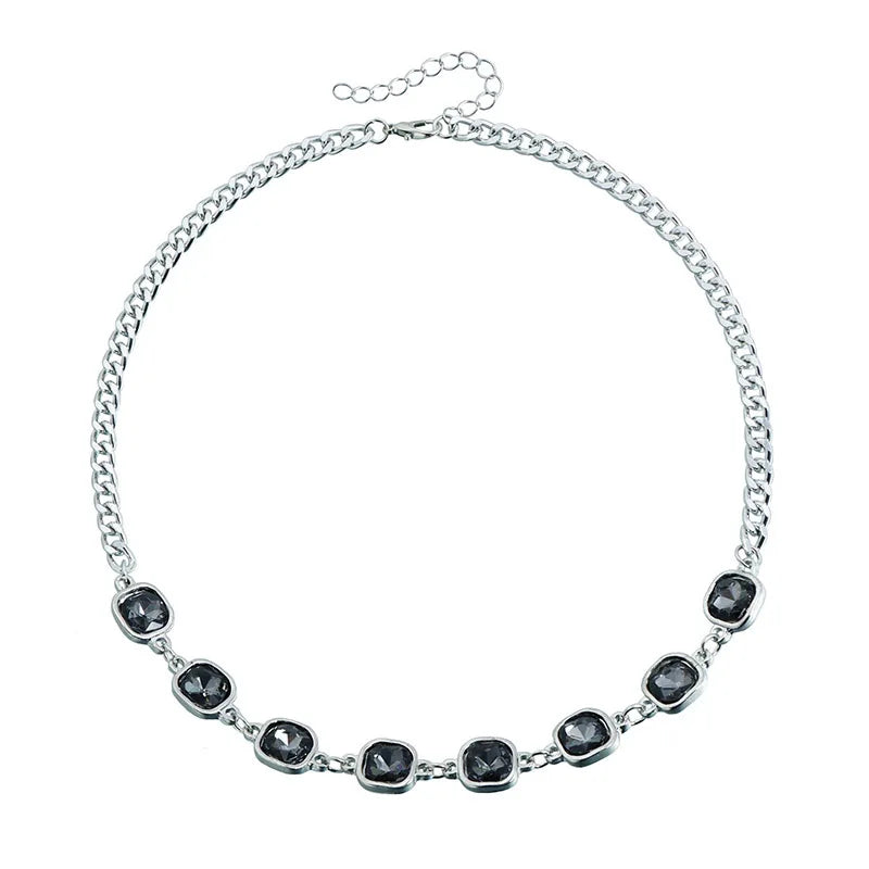 Collection - Gray Crystal Layered Lariat Necklace, Earring and Ring