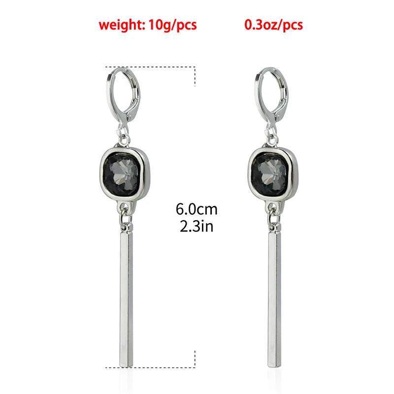 Collection - Gray Crystal Layered Lariat Necklace, Earring and Ring
