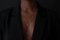Square Pendant Layered Bead Necklace