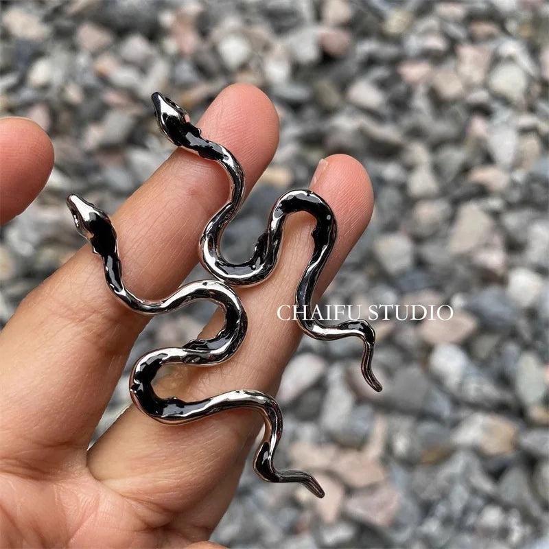 Silver-Tone Snake Drop Earrings