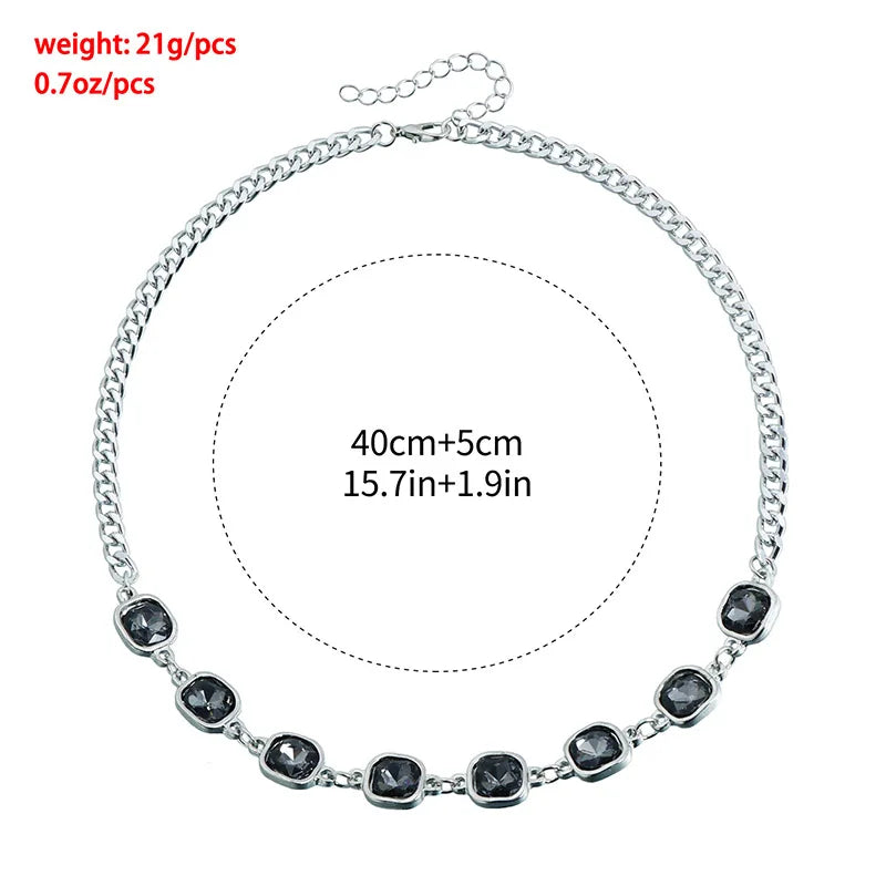 Collection - Gray Crystal Layered Lariat Necklace, Earring and Ring
