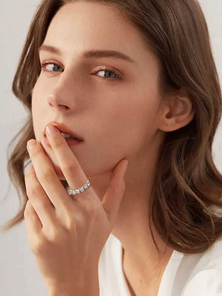 925 Sterling Silver Zircon Multi-Stone Band Ring