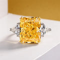 Geometric Square CZ Statement Ring in Silver — Pink & Yellow Zircon