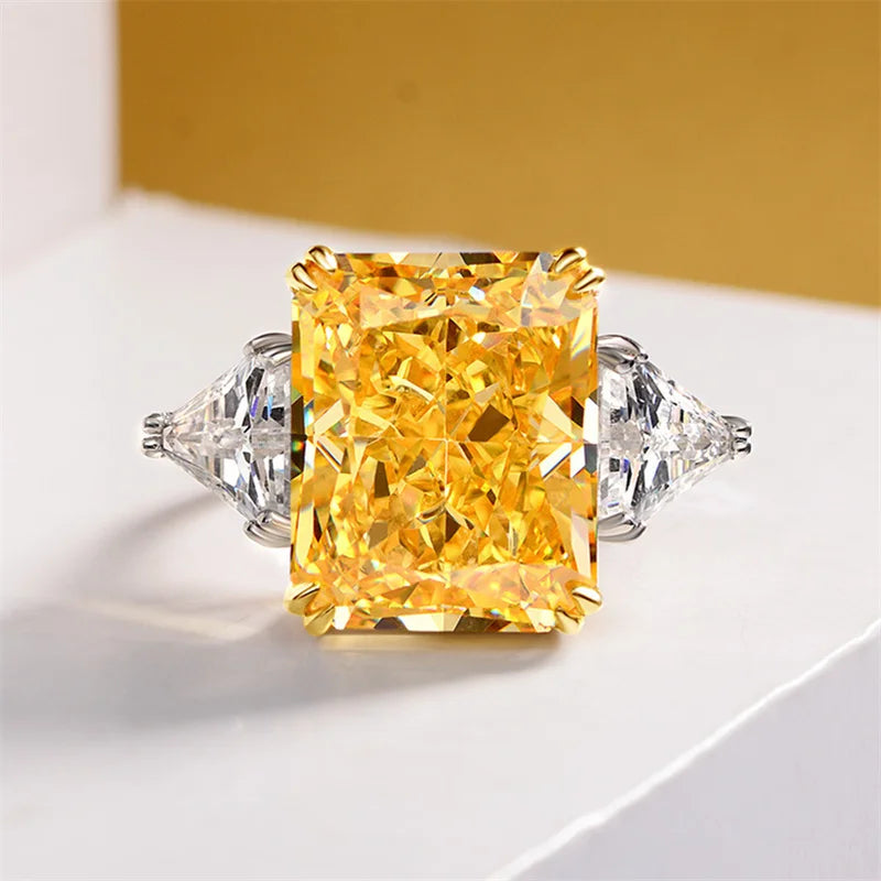 Geometric Square CZ Statement Ring in Silver — Pink & Yellow Zircon