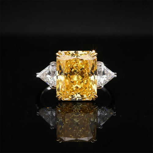 Geometric Square CZ Statement Ring in Silver — Pink & Yellow Zircon