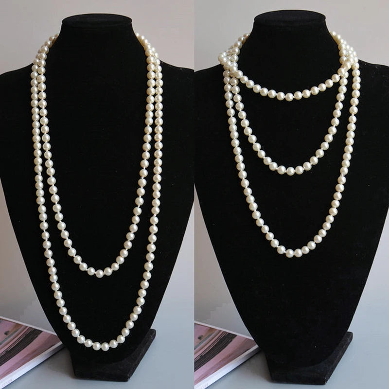 Layered Pearl Rope Necklace