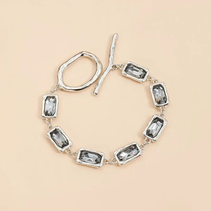 Collection - Gray Crystal Layered Lariat Necklace, Earring and Ring