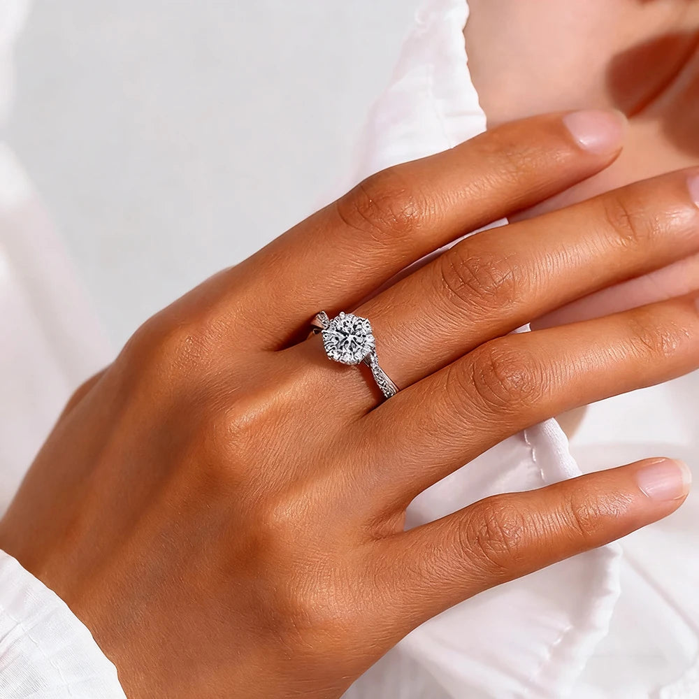 925 Sterling Silver GRA Moissanite Solitaire Ring