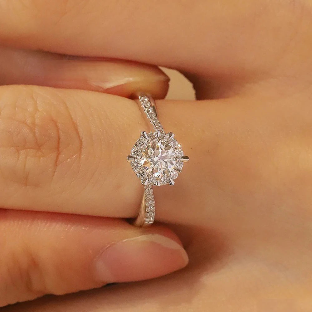 925 Sterling Silver GRA Moissanite Solitaire Ring