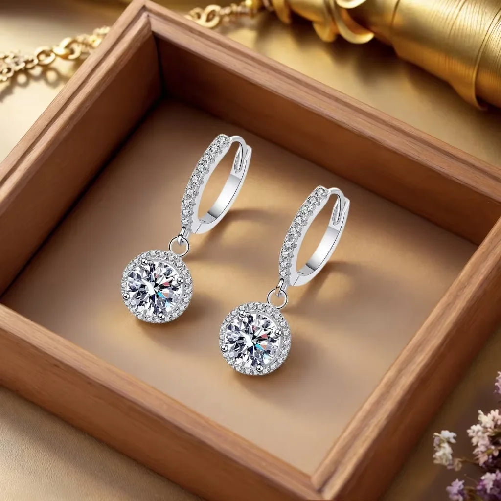 925 Sterling Silver Moissanite Hoop Earrings