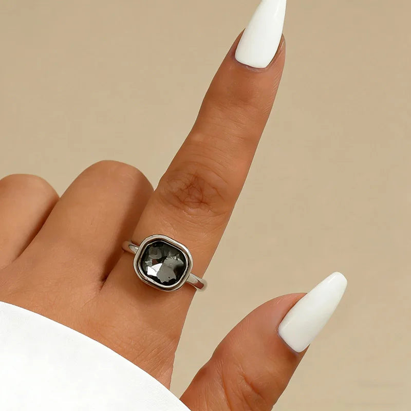 Collection - Gray Crystal Layered Lariat Necklace, Earring and Ring