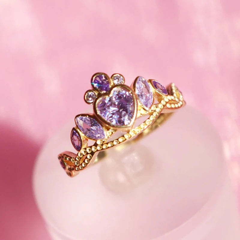 18K Gold-Plated Crown Tiara Ring