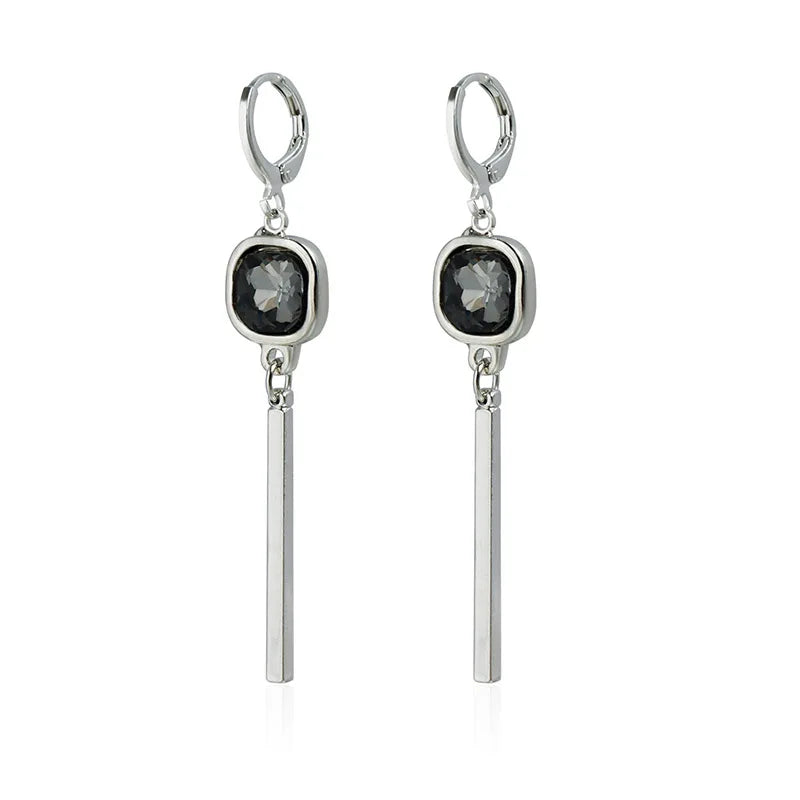 Collection - Gray Crystal Layered Lariat Necklace, Earring and Ring