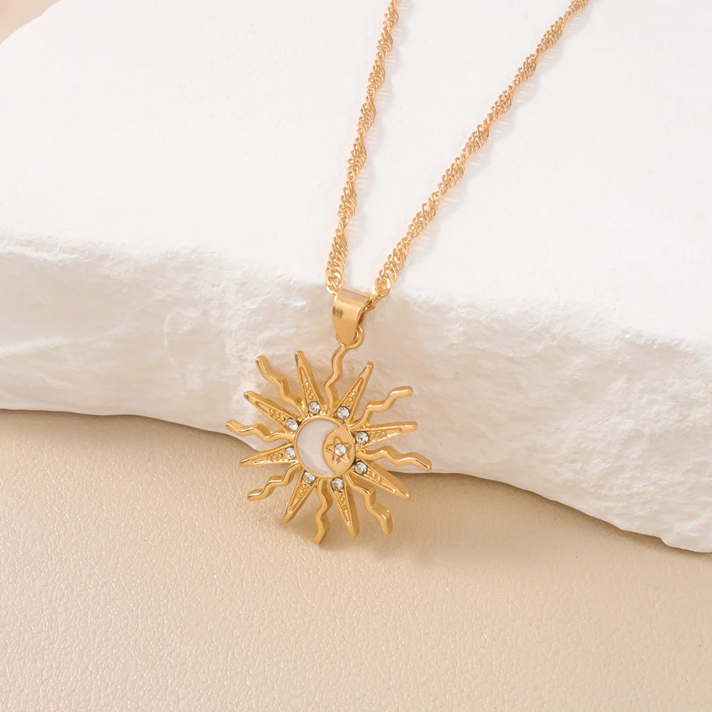 Celestial Sun & Moon Pendant Necklace