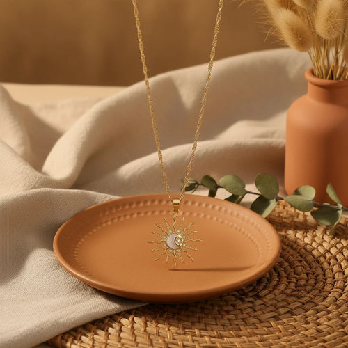 Celestial Sun & Moon Pendant Necklace