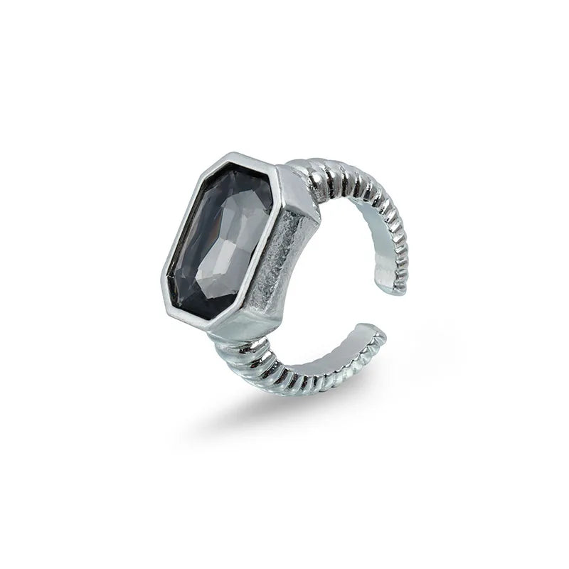 Collection - Gray Crystal Layered Lariat Necklace, Earring and Ring