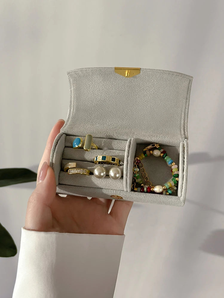 Mini Velvet Jewelry Box for Travel | Magnetic Closure, Anti-Oxidation