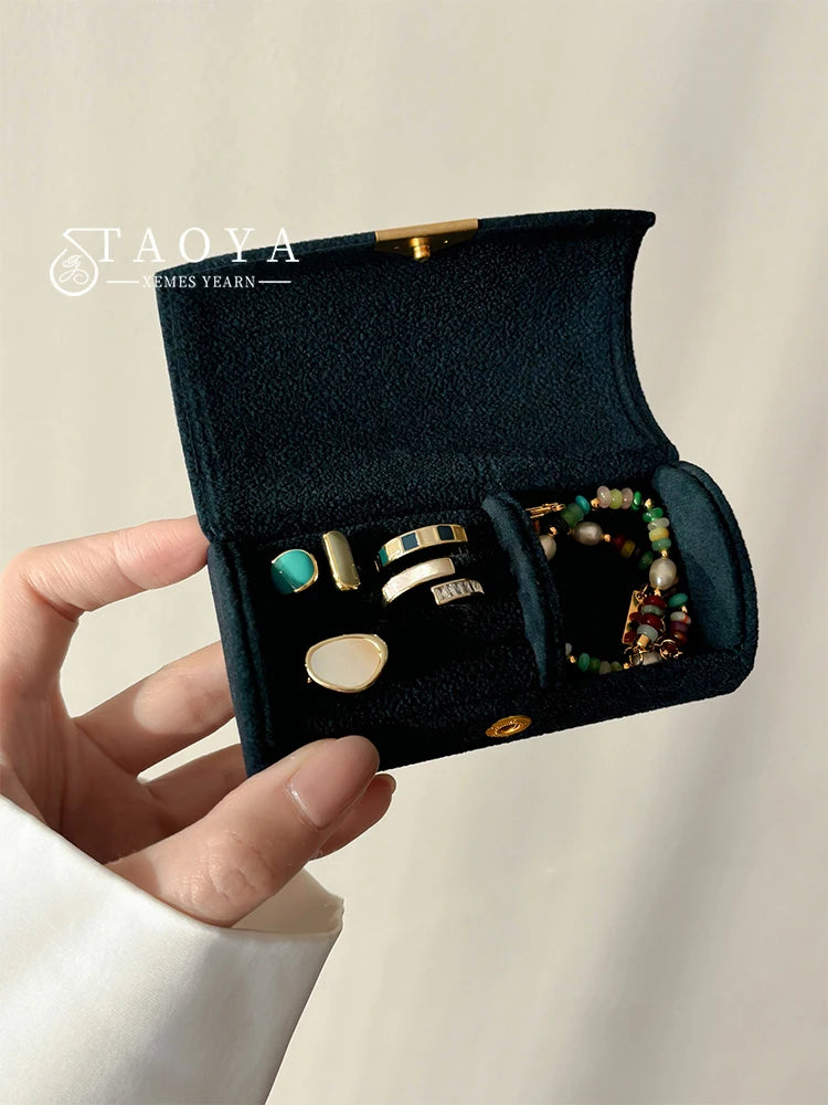 Mini Velvet Jewelry Box for Travel | Magnetic Closure, Anti-Oxidation