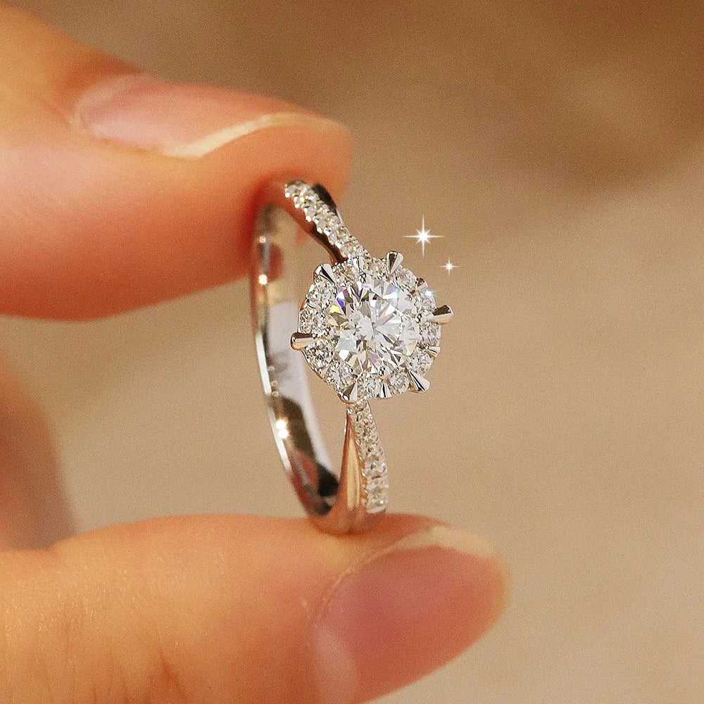 925 Sterling Silver GRA Moissanite Solitaire Ring