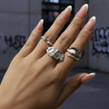 Geometric Open Ring Set — Gold & Silver Trio