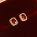Red Cubic Zirconia Geometric Stud Earrings