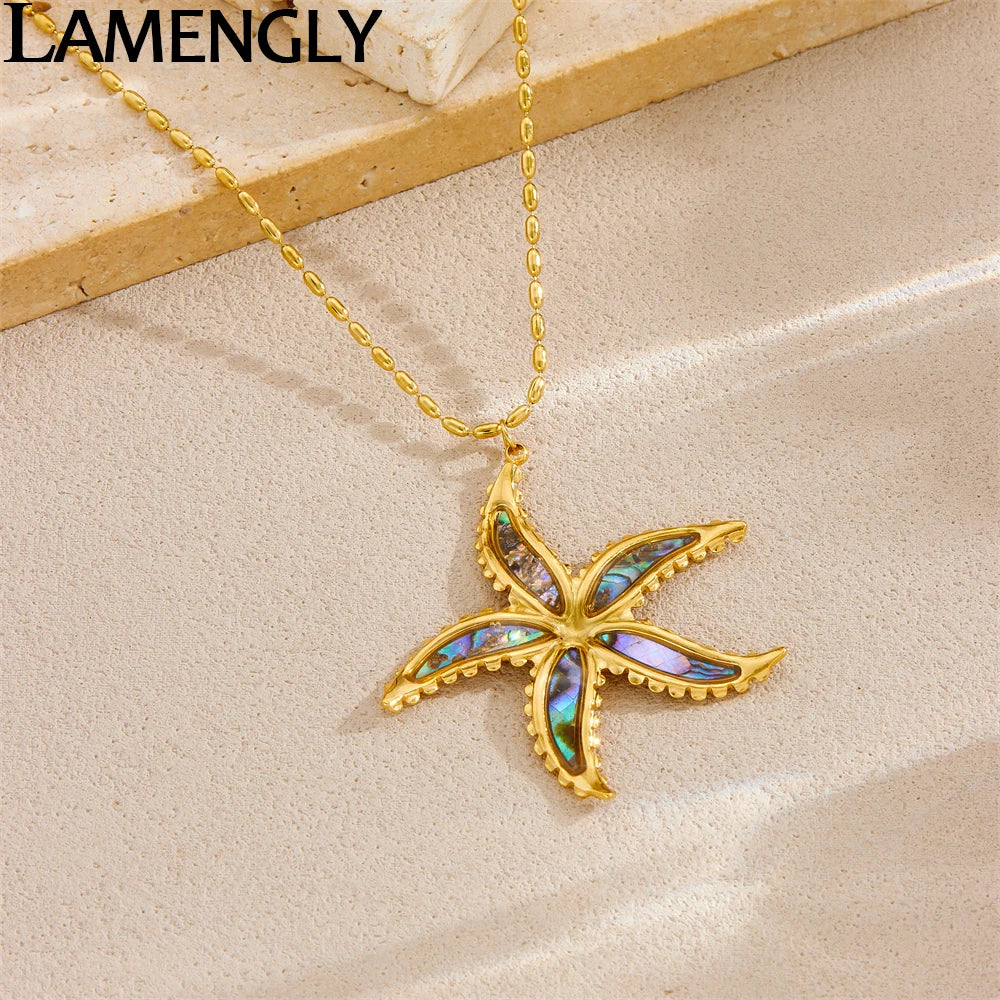Stainless Steel Starfish Pendant Necklace
