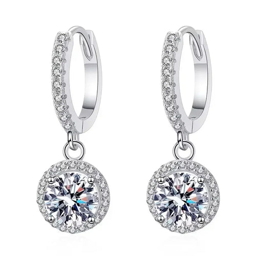 925 Sterling Silver Moissanite Hoop Earrings