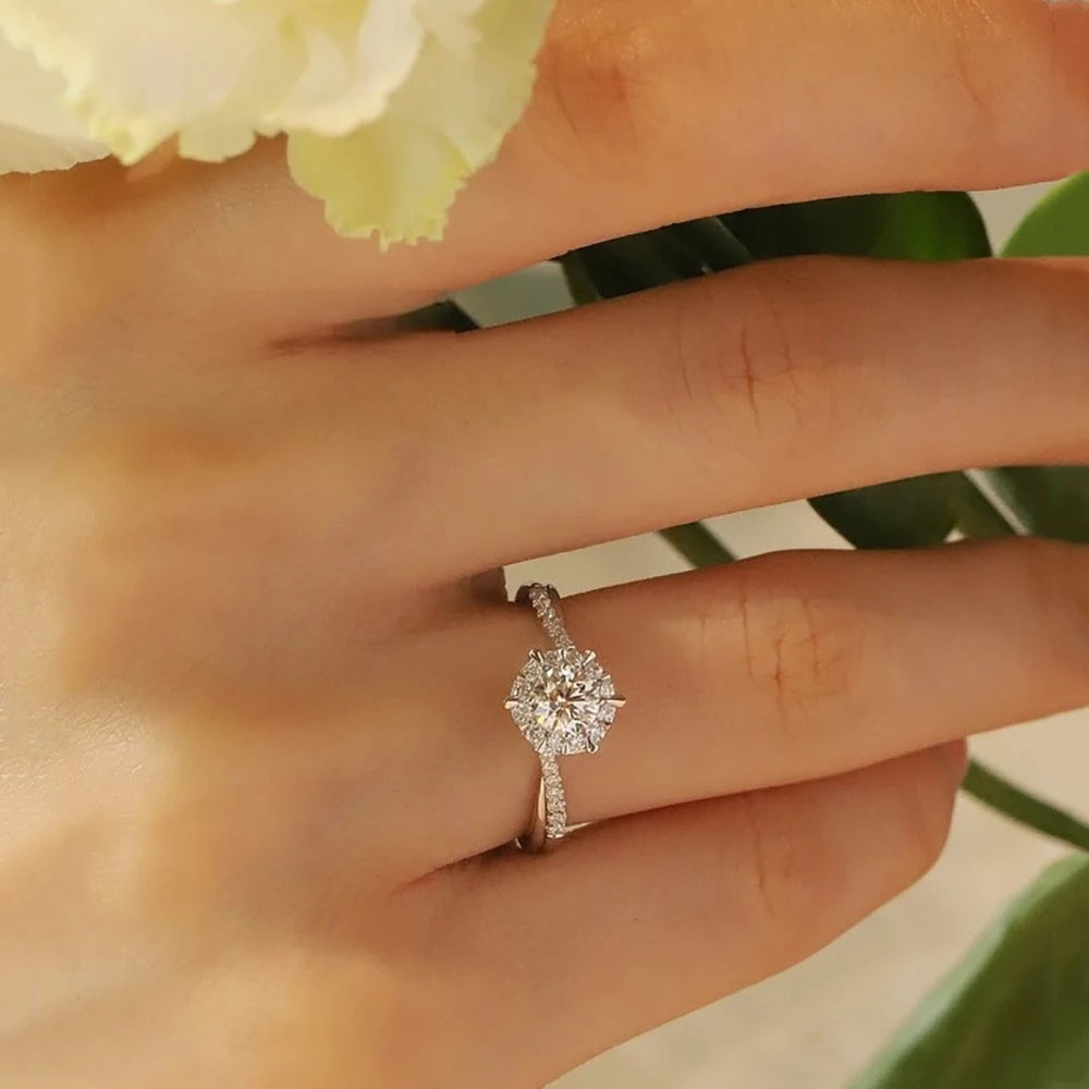 925 Sterling Silver GRA Moissanite Solitaire Ring
