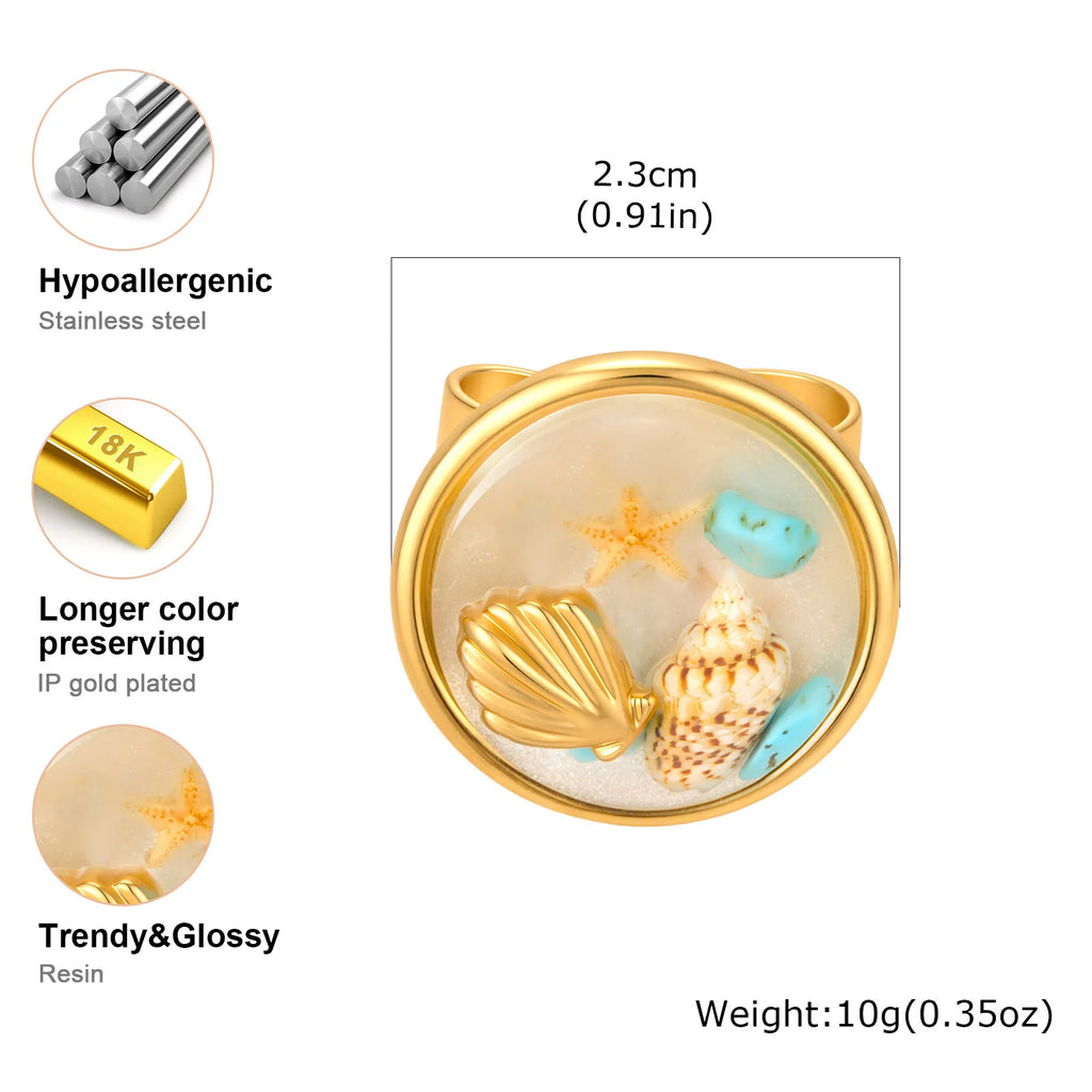 18K Gold-Plated Coastal Resin Cocktail Ring
