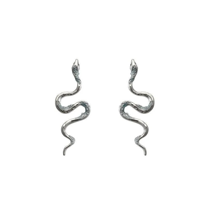 Silver-Tone Snake Drop Earrings