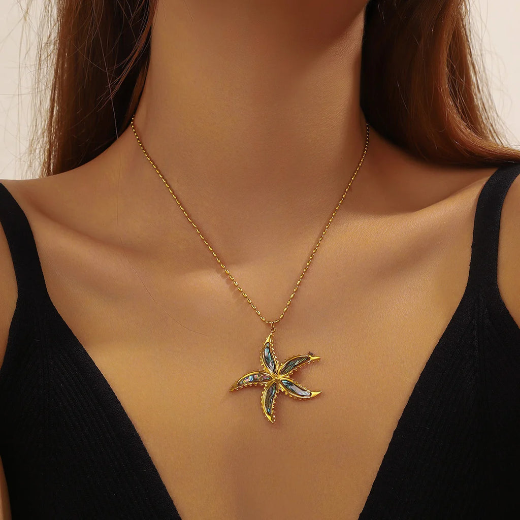 Stainless Steel Starfish Pendant Necklace