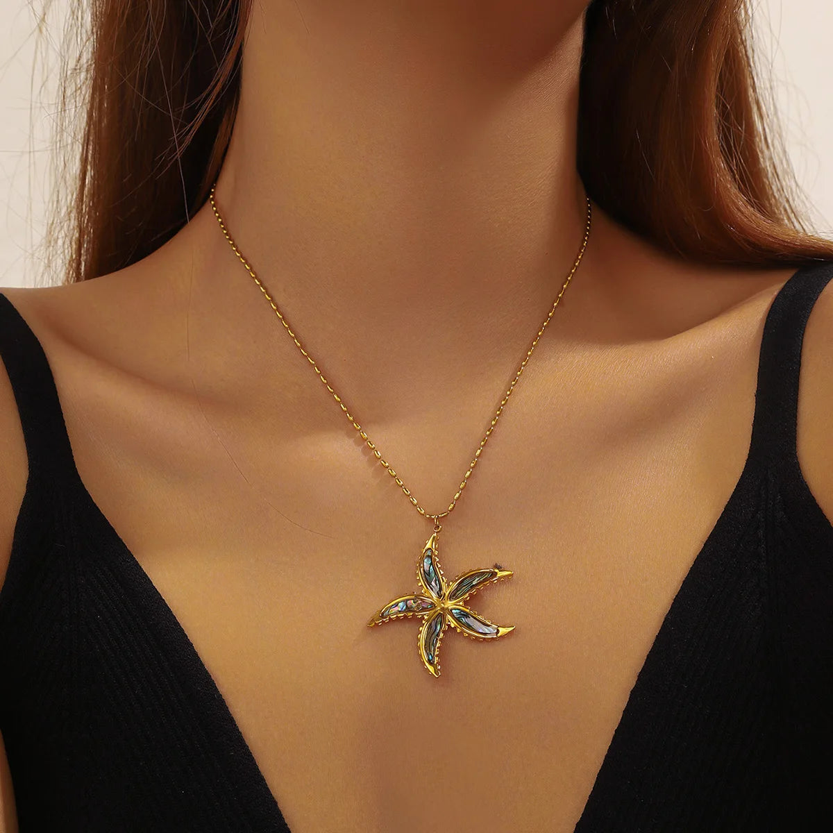 Stainless Steel Starfish Pendant Necklace