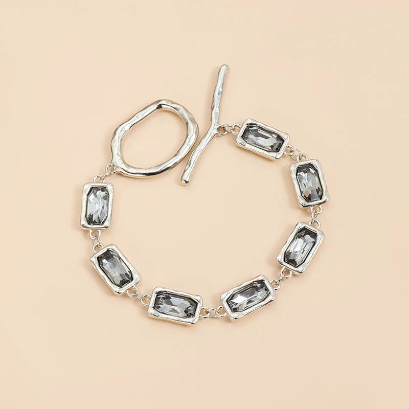Collection - Gray Crystal Layered Lariat Necklace, Earring and Ring