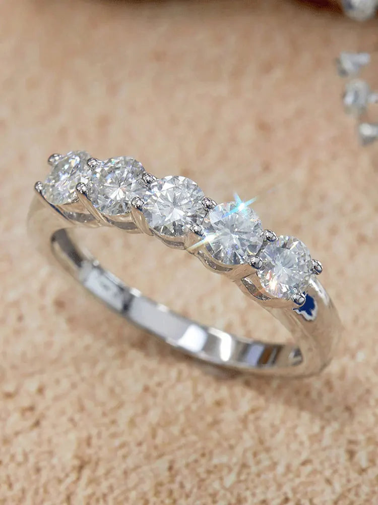 925 Sterling Silver Zircon Multi-Stone Band Ring