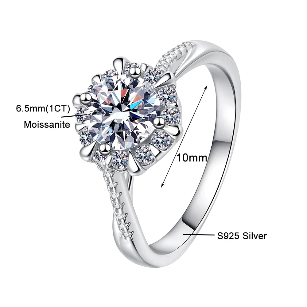 925 Sterling Silver GRA Moissanite Solitaire Ring